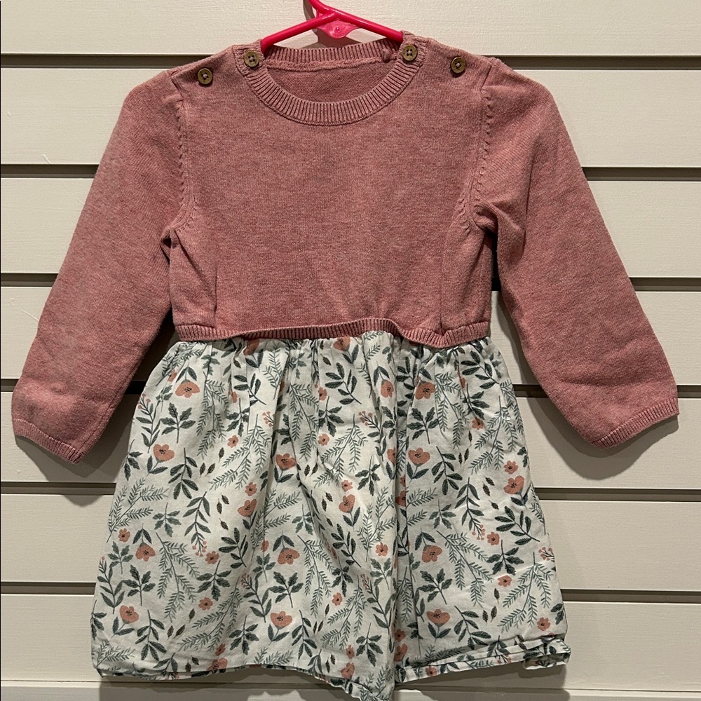 Adorable Pink and White Floral Kids Dress